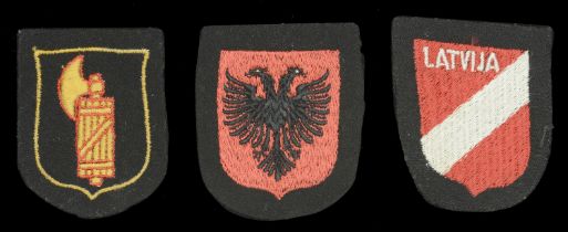 German Second World War Volunteer Arm Shields. Three machine-embroidered volunteer arm shie...