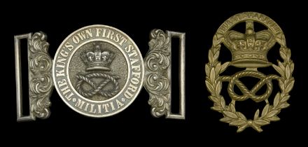 1st Staffordshire Militia Officer's Waist Belt Clasp 1855-78. A standard pattern silver exa...