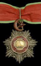 Ottoman Empire, Order of the Medjidieh, Third Class neck badge, 76mm including Star and Cres...
