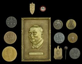 German Medals and Tinnies. A miscellaneous selection, including an NSDAP membership badge,...