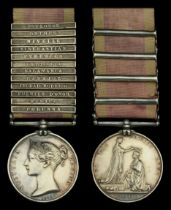 A very fine and scarce 12-clasp M.G.S. medal awarded to Private Henry Campbell, who served w...