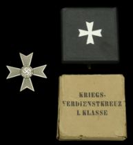 A War Service Cross First Class in Presentation Case and with Matching Maker's Outer Cardboa...