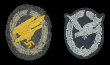Luftwaffe Cloth Badges. Two examples, the first an Air Gunner's other ranks Badge. Luftwaff...
