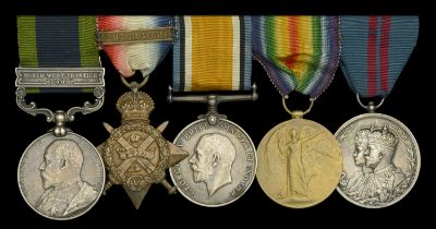 Five: Private W. Edwards, Northumberland Fusiliers India General Service 1908-35, 1 clasp...