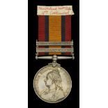 Queen's South Africa 1899-1902, 2 clasps, Transvaal, South Africa 1902 (7841 Tpr: P. J. Wels...