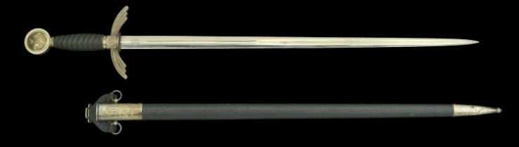 A German Second World War Luftwaffe Officer's Sword, with Engraved Scabbard Mount. A superb...
