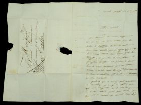 A Napoleonic Letter. Signed by Commander Bernard Dubourdieu, Captain of the frigate Pauline...
