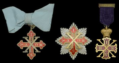 Italian States, Duchy of Parma, Order of Constantine (2), Third Class lady's shoulder badge,...