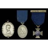 Soldiers and Sailors Families Association Medal, 49 x 36mm., silvered metal; Royal National...
