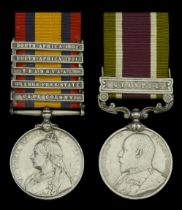 Pair: Private T. Miller, Royal Fusiliers Queen's South Africa 1899-1902, 5 clasps, Cape C...