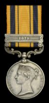 The South Africa 1877-79 Medal awarded to Private W. Ring, 58th Foot, who was severely wound...