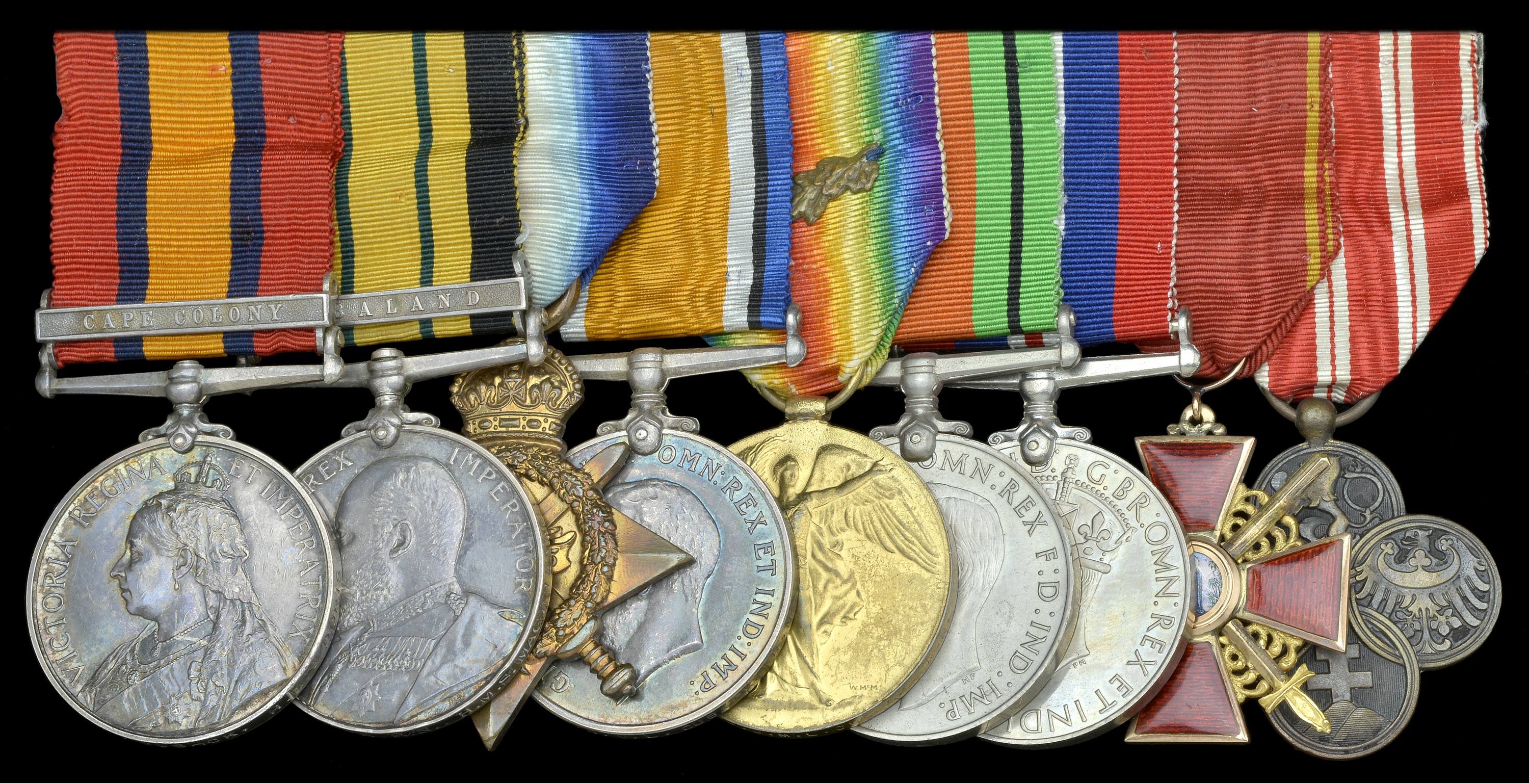 A rare campaign service group of nine awarded to Paymaster Captain J. M. L. Cusack, Royal Na...