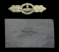 A Kriegsmarine U-Boat Clasp in Silver in Presentation Packet. A good example with maker's m...