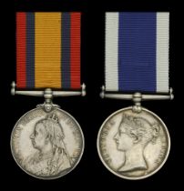 Pair: Chief Stoker T. Hanley, Royal Navy Queen's South Africa 1899-1902, no clasp (T. Han...