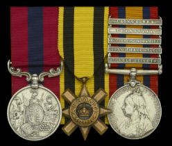 A Boer War 'Advance on Laing's Nek' D.C.M. group of three awarded to Sergeant A. Walmsley, 2...