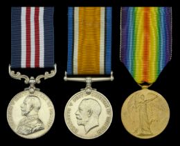 A Great War 'Western Front' M.M. group of three awarded to Private E. F. Beard, Middlesex Re...
