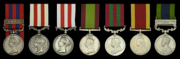 Erased Medals (7): India General Service 1854-95, 1 copy clasp, Pegu; Indian Mutiny 1857-59,...