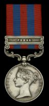 India General Service 1854-95, 1 clasp, Perak (2608. Trumpr. J. Keeling. 9th. By. 2nd. Bde....