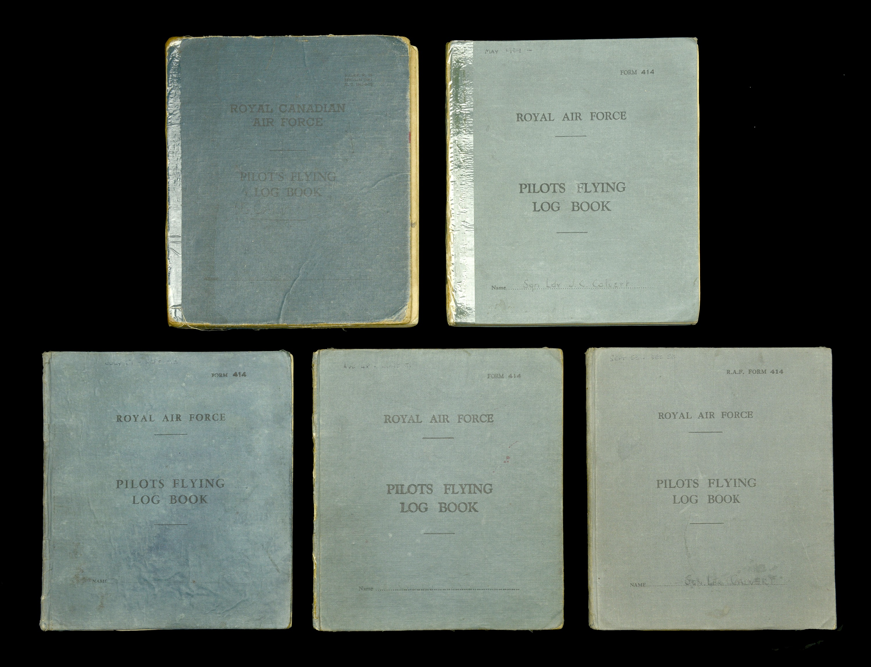 Royal Air Force Pilot's Flying Log Books pertaining to Wing Commander J. G. Calvert, D.F.C.,...