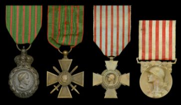 France, Second Empire, Saint Helena Medal, bronze; Third Republic, Croix de Guerre, bronze,...