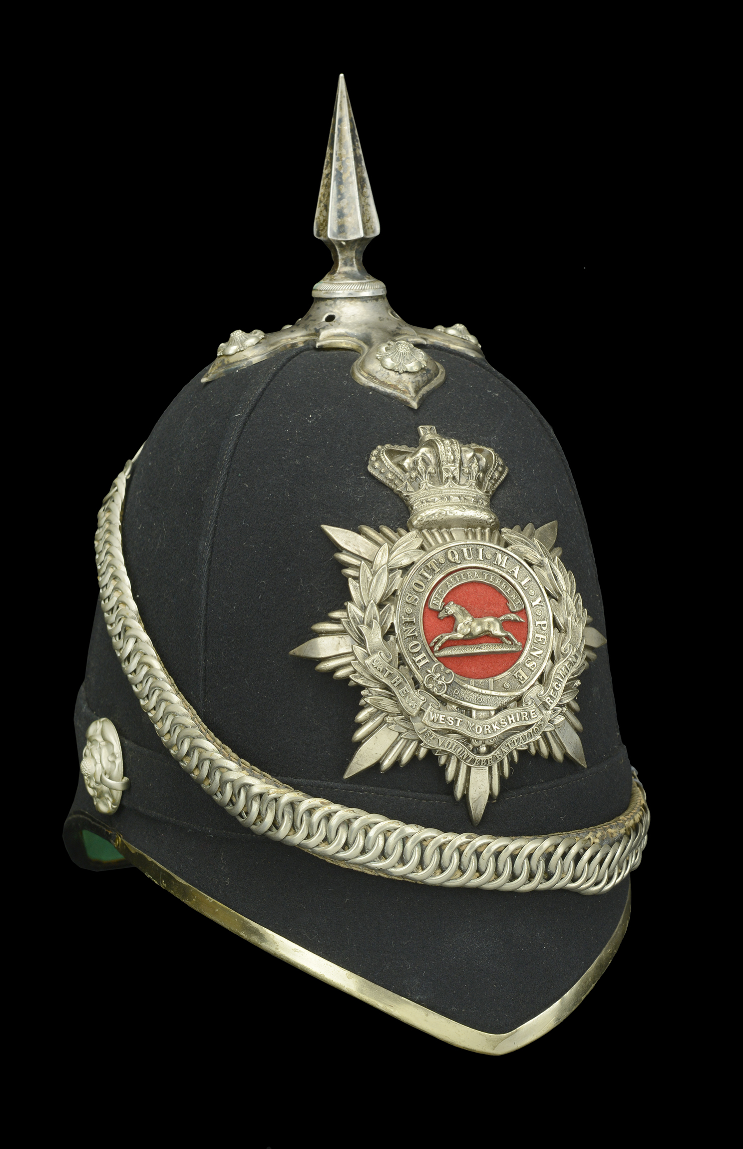 West Yorkshire Regiment 1st Volunteer Battalion Officer's Blue Cloth Helmet 1881-1902. A fi...