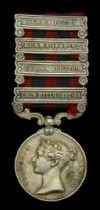 India General Service 1854-95, 4 clasps, Chin Hills 1892-93, Burma 1887-89, Burma 1889-92, B...