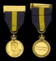 Royal Warrant Holders Association Medal, G.V.R., gold, reverse engraved 'Howard A Hughes 1st...