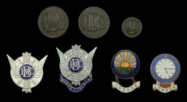 British Broadcasting Corporation Insignia. A small selection of BBC insignia, comprising tw...