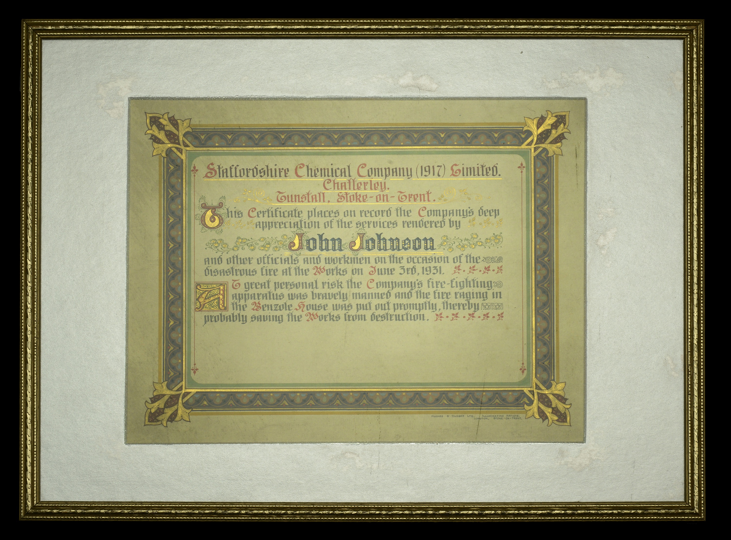 A most attractive 'Inter-War' period hand-illuminated Certificate for Gallantry awarded to M...