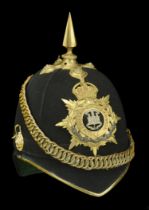 Suffolk Regiment Officer's Blue Cloth Helmet 1902-12. A good example, the skull complete wi...