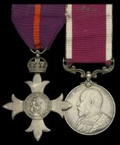 A Great War M.B.E. and long service pair awarded to Quartermaster and Honorary Captain W. H....