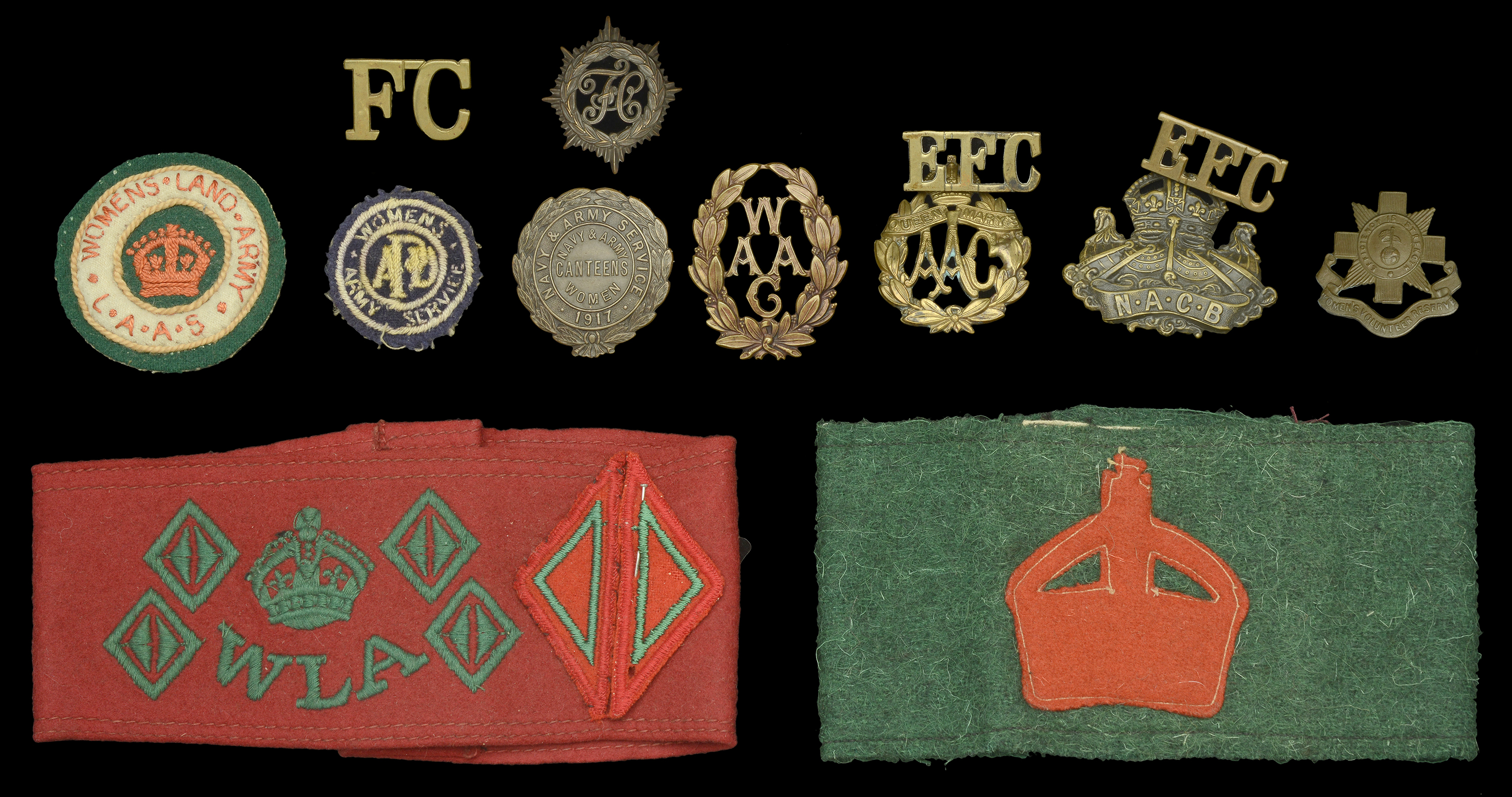 Miscellaneous Women's Services Insignia. A good selection of cap badges to the Women's Serv...