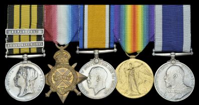 Five: Chief Petty Officer P. Sullivan, Royal Navy East and West Africa 1887-1900, 2 clasp...