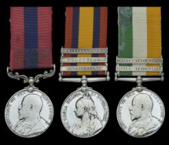 Family Group: A Boer War D.C.M. group of three awarded to Battery Sergeant Major H. Goles...