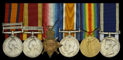 Six: Petty Officer A. H. White, Royal Navy Queen's South Africa 1899-1902, 2 clasps, Tuge...