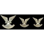 Selous Scouts Officers Beret Badge and Collar Badges. A scarce silver set c.1973-80, to the...