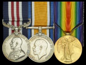 A Great War 'Western Front' M.M. group of three awarded to Private W. H. Collinson, Hampshir...
