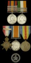 Family Group: Pair: Private W. Adams, Nottinghamshire and Derbyshire Regiment Queen's So...