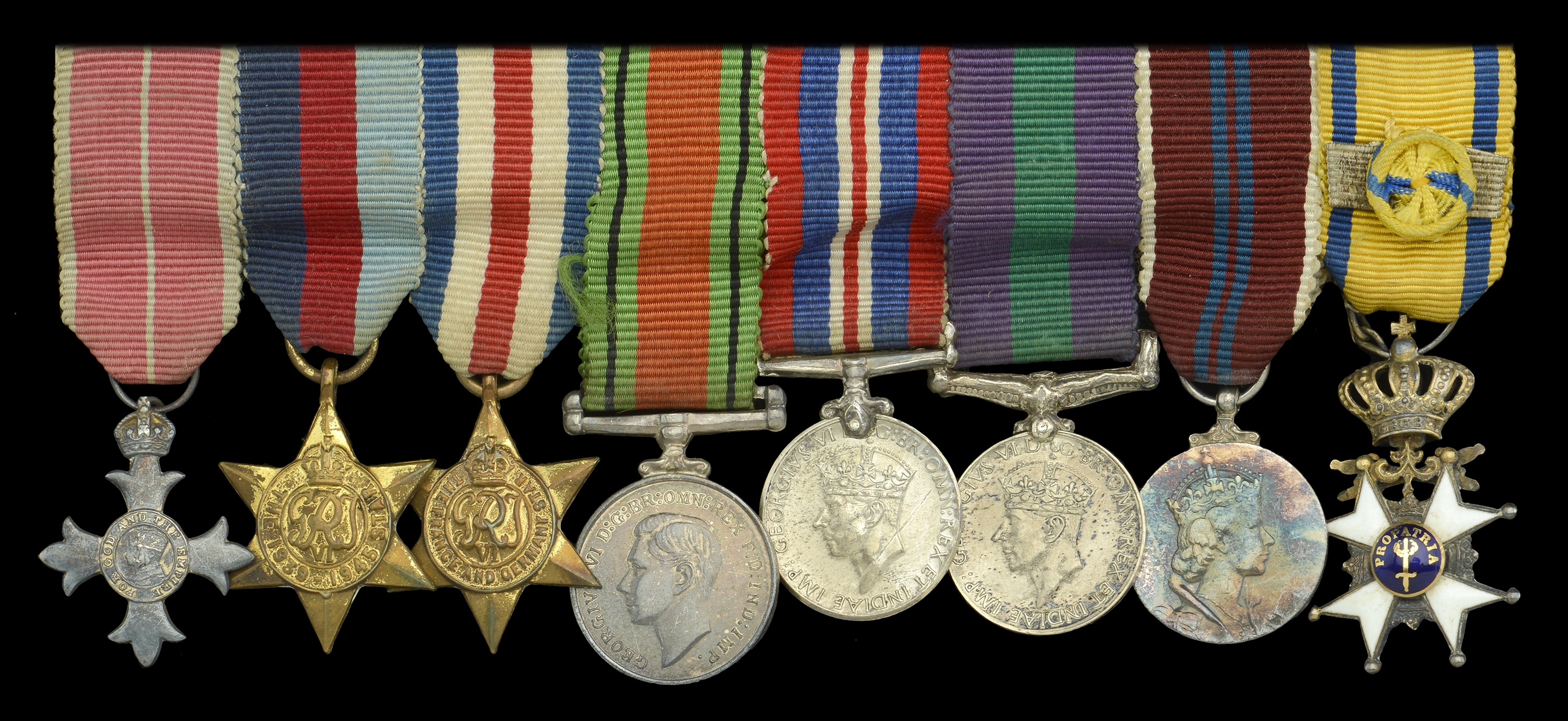 The mounted group of eight miniature dress medals attributed to Lieutenant-Colonel Sir Henry...