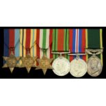Six: Private J. Norbury, Manchester Regiment 1939-45 Star; Africa Star; Italy Star; Defen...
