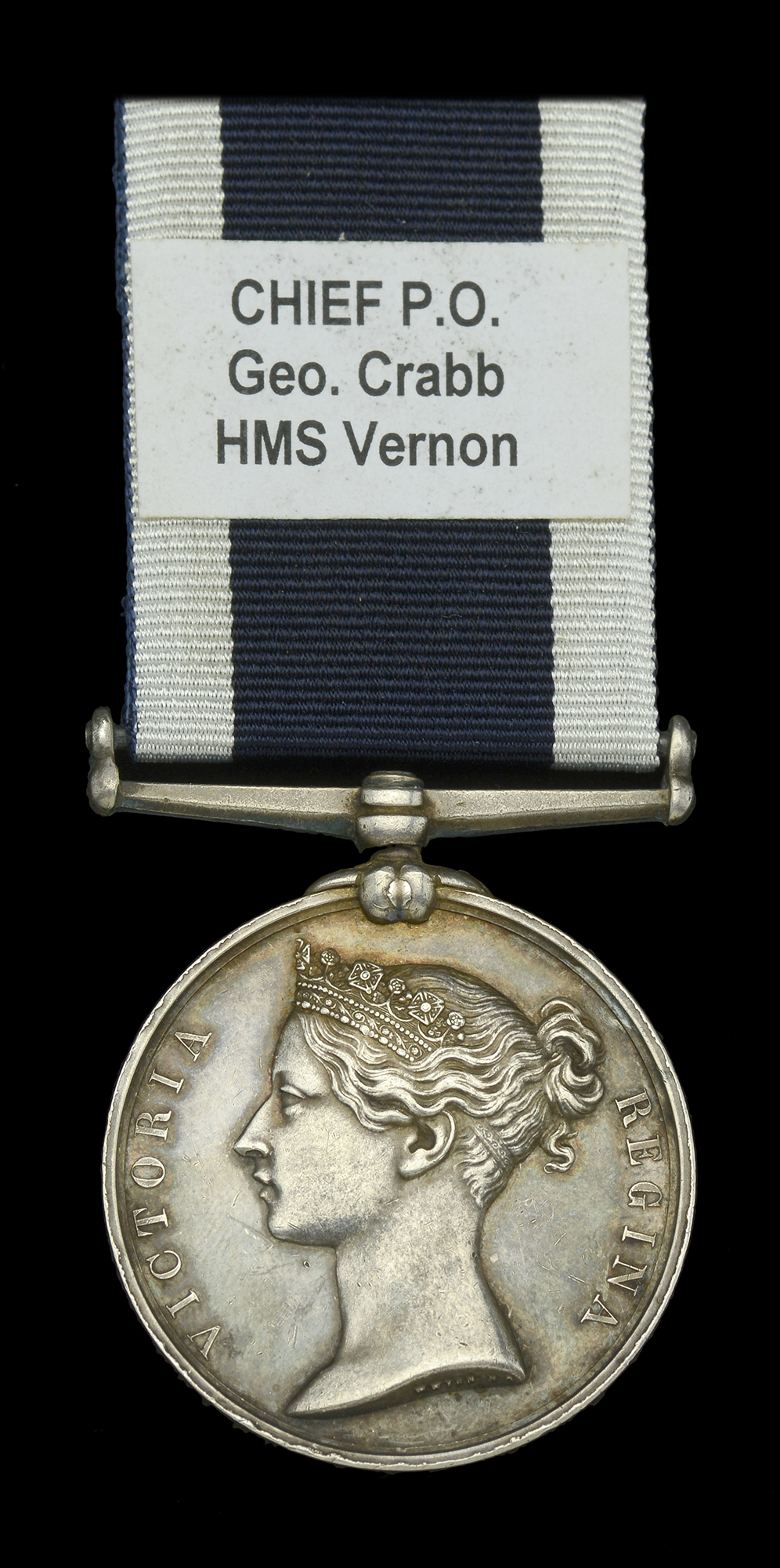 Royal Navy L.S. & G.C., V.R., narrow suspension (Geo. Crabb, C.P.O., H.M.S. Vernon.) impress...