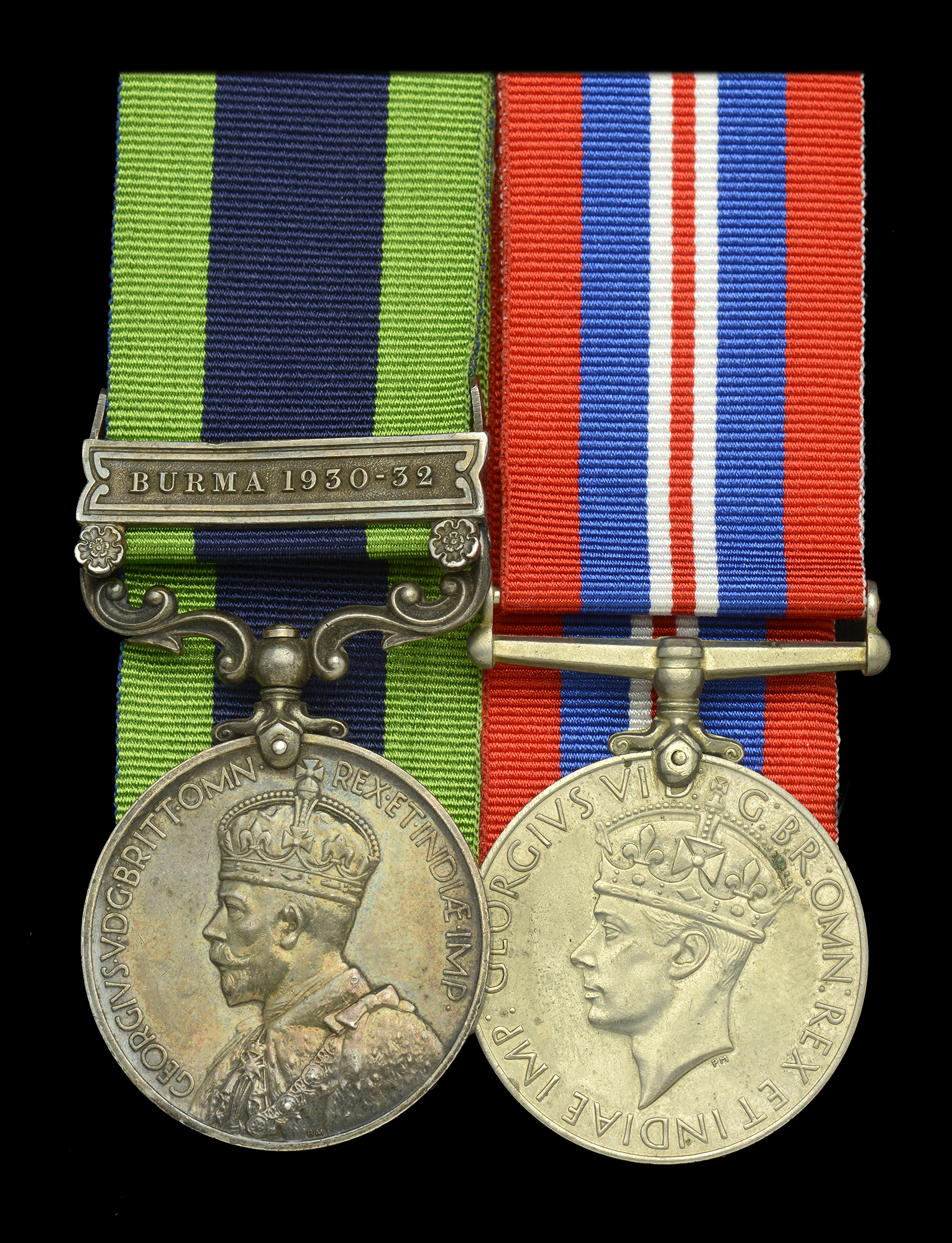Pair: Private S. Booth, Manchester Regiment India General Service 1908-35, 1 clasp, Burma...
