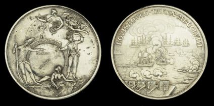 Capture of Louisbourg 1758, silver medal by Thomas Pingo, 44mm, small metallurgical imperfec...