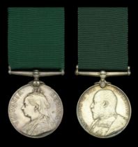 Volunteer Force Long Service Medal (2), V.R. (263. Cr. Serjt. O. Evans.) engraved naming; E....