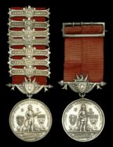 New Zealand United Fire Brigades Association Long Service Medal, silver (2), the reverse eng...