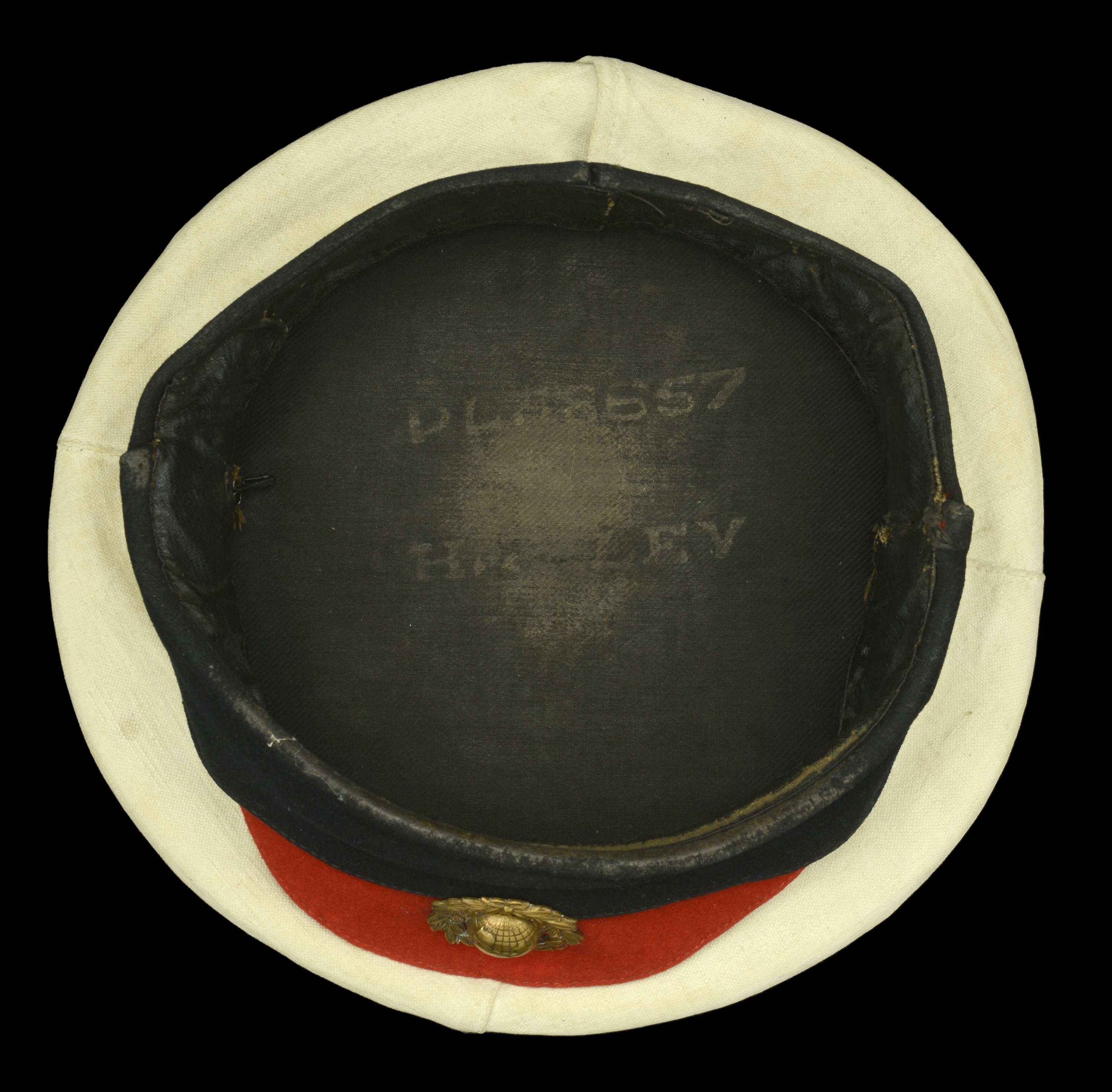 Royal Marines Other Ranks Broderick Cap c.1900-22. A very scarce example, white oilskin top... - Image 2 of 2