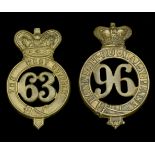 63rd and 96th Regiments of Foot Glengarry Badges. Two Victorian other ranks Glengarry Badge...