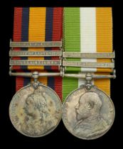 Pair: Private J. E. Hawkyard, Manchester Regiment Queen's South Africa 1899-1902, 3 clasp...