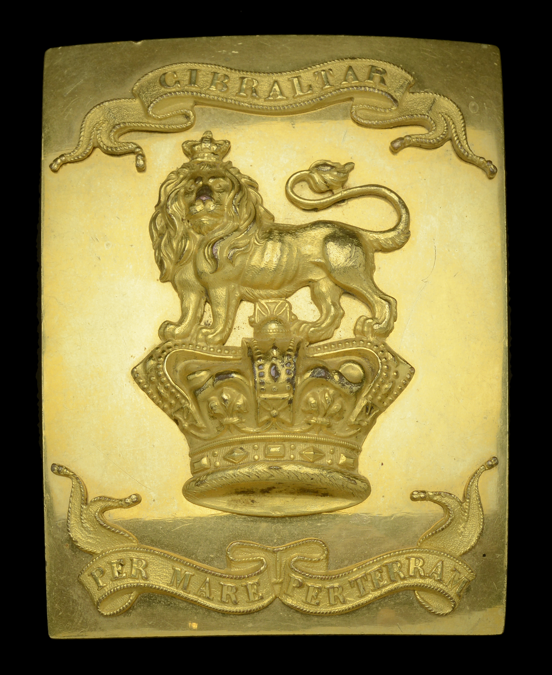 Royal Marines Officer's Shoulder Belt Plate c.1840-55. A good example, the rectangular burn...