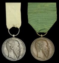 Mexico, Empire, Civil Merit Medal (2), Second Class, silver; Third Class, bronze, both with...